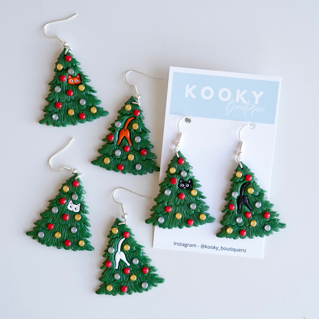 Cat in The Christmas Tree Earrings