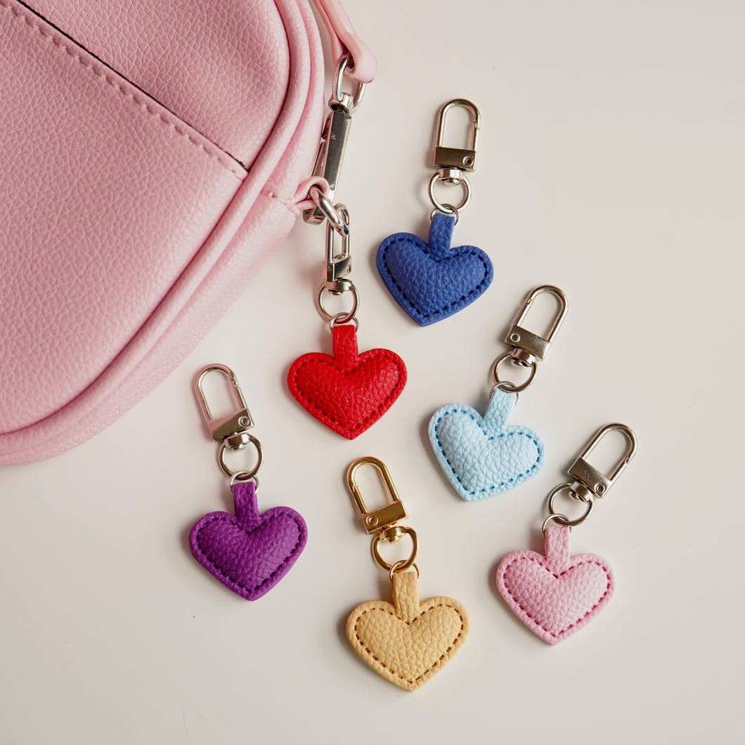 Clay Leather Heart Bag Charm