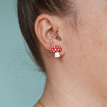 Load image into Gallery viewer, Red Mushroom 2D Earrings
