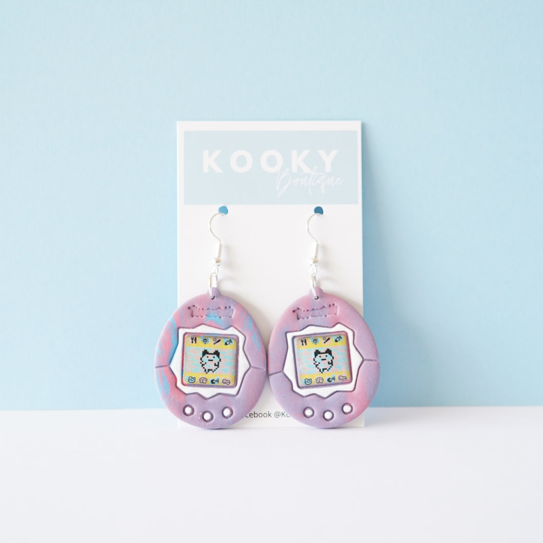 Tamagotchi Earrings - Limited Edition Pink/Purple/Blue