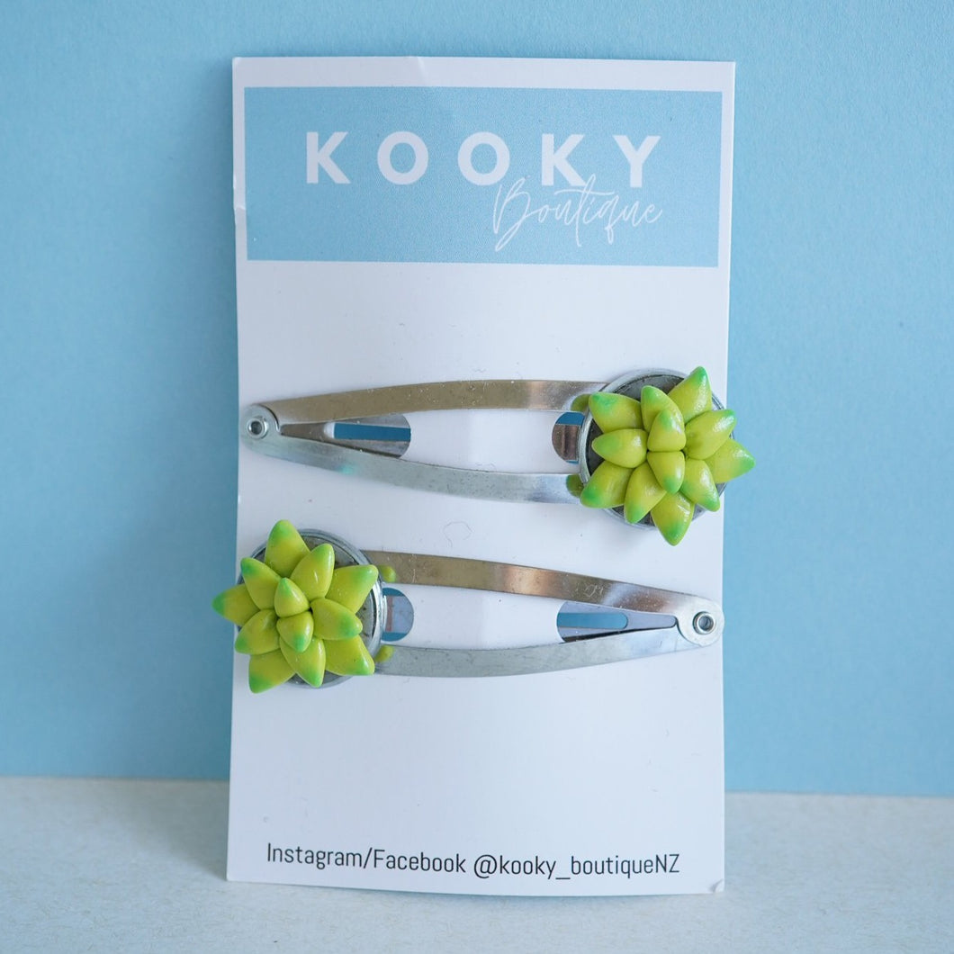 succulent hair clip Succulent Hair Clips – Kooky Boutique NZ