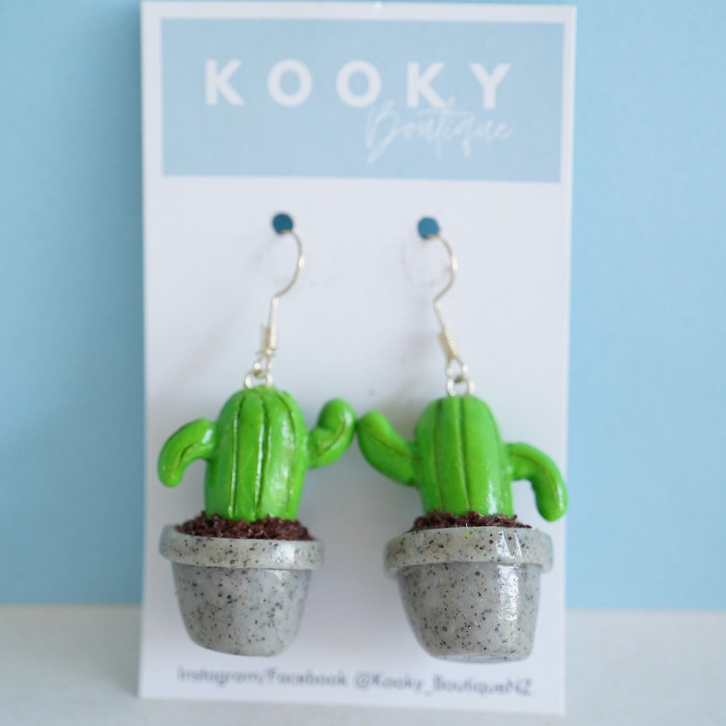 Large Cactus Pot Earrings