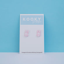 Load image into Gallery viewer, Pink Gingham Bunny Earrings
