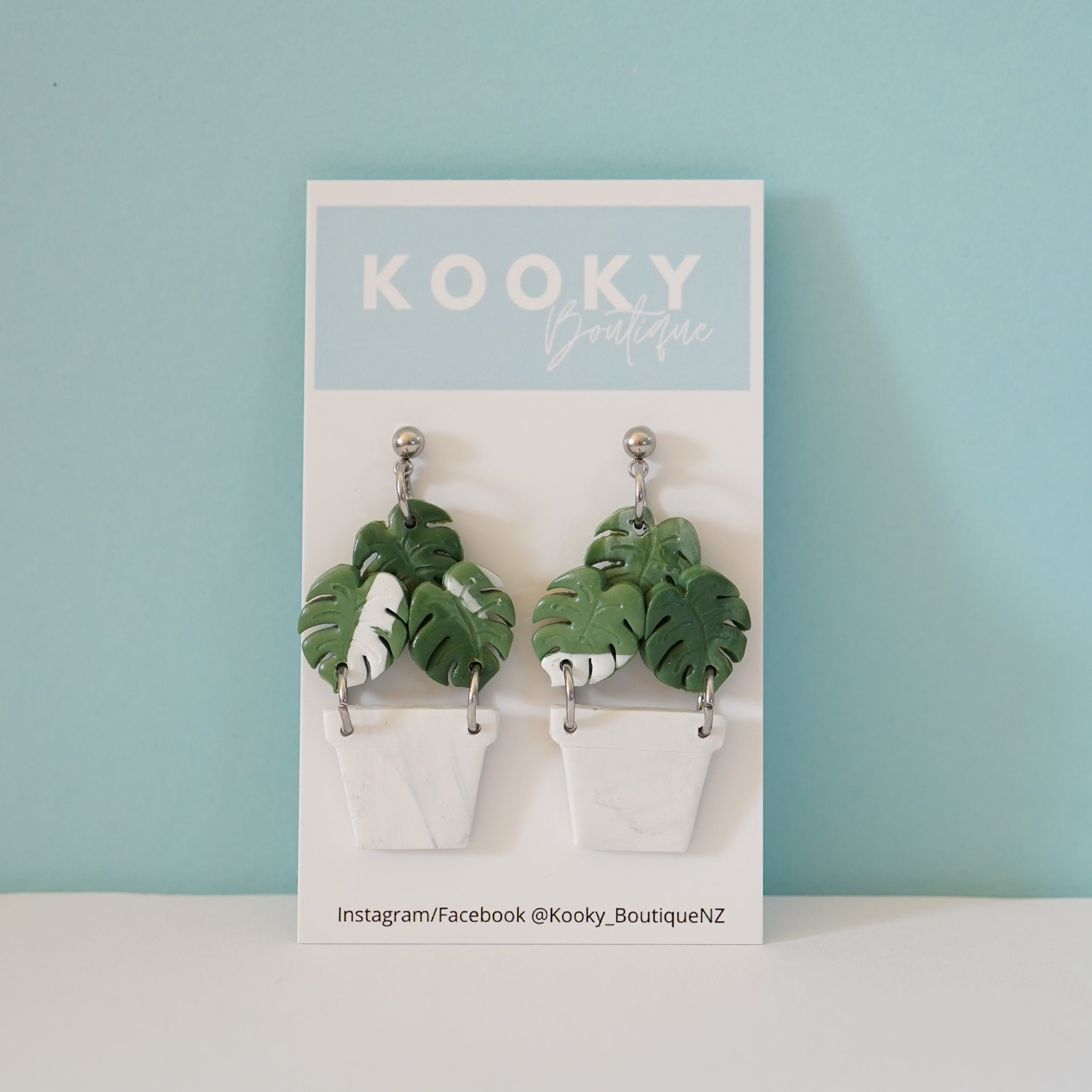 pot plant earrings Monstera Pot Plant Earrings – Kooky Boutique NZ