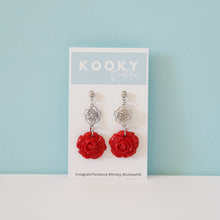 Load image into Gallery viewer, Red Rose Earrings
