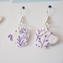 Load image into Gallery viewer, Purple Leaf Tea Cup Earrings
